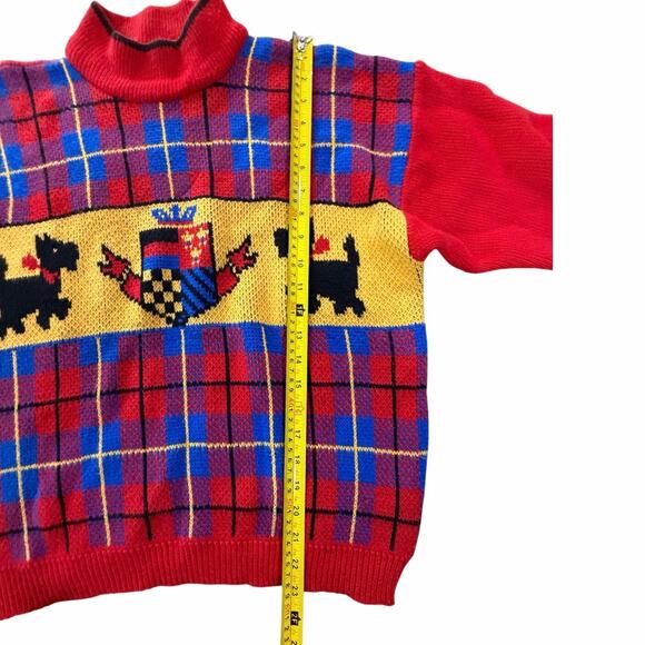 VTG Gitano Knit Plaid Scottie Dog Pullover Sweater Grandma Core SZ Small Medium - Picture 12 of 15
